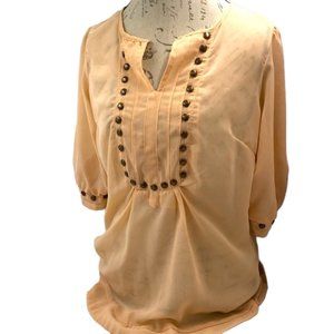 Angie Peach Steampunk Mesh Blouse Size M